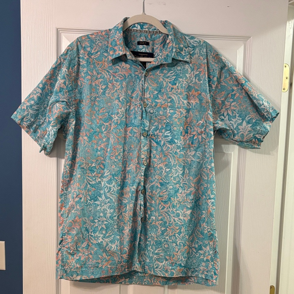 Pete Huntington Floral Blue and Pink Men's Shirt Size XL
